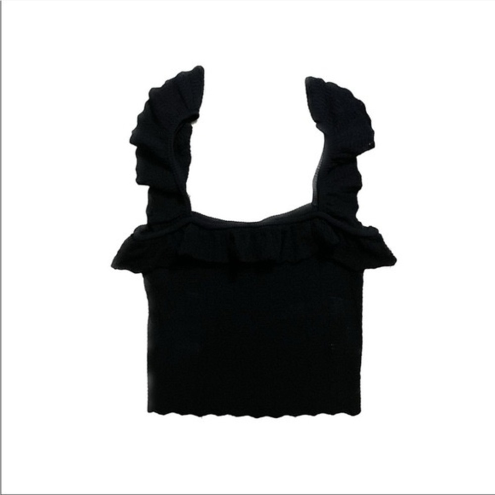 Zara Black Ruffled Women's Top